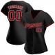 Custom Black Red-White Authentic Baseball Jersey