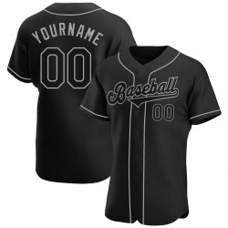 Custom Black Black-Gray Authentic Baseball Jersey