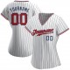 Custom White Navy Strip Red-Navy Authentic Baseball Jersey