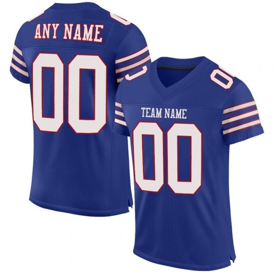 Custom Royal White-Red Mesh Authentic Football Jersey