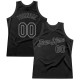 Custom Black Black-Silver Gray Authentic Throwback Basketball Jersey