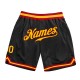 Custom Black Gold-Red Authentic Throwback Basketball Shorts