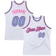 Custom White Light Blue-Pink Authentic Throwback Basketball Jersey