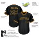 Custom Black Black-Gold Authentic Throwback Rib-Knit Baseball Jersey Shirt