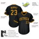 Custom Black Gold Authentic Throwback Rib-Knit Baseball Jersey Shirt