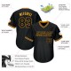 Custom Black Black-Gold Authentic Throwback Rib-Knit Baseball Jersey Shirt