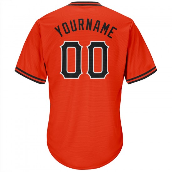 Custom Orange Black-White Authentic Throwback Rib-Knit Baseball Jersey Shirt