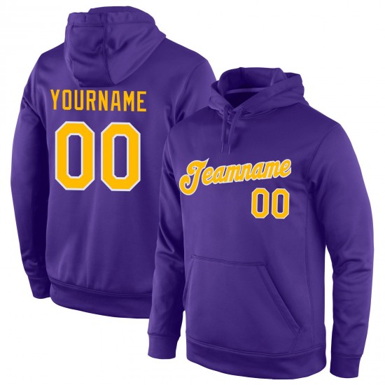 Custom Stitched Purple Gold-White Sports Pullover Sweatshirt Hoodie