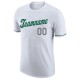 Custom White Kelly Green-Gray Performance T-Shirt