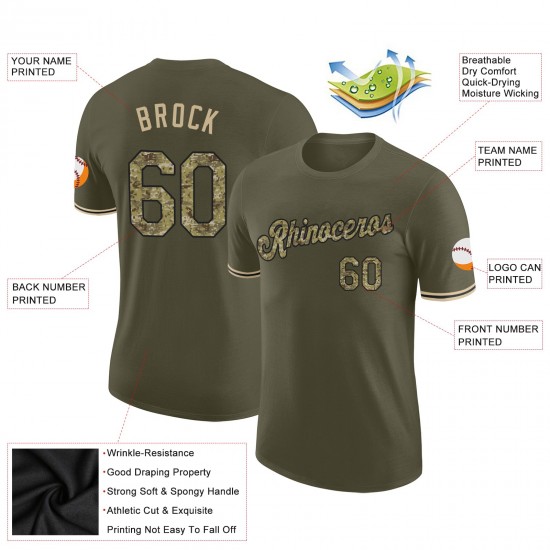 Custom Olive Camo-Black Salute To Service Performance T-Shirt