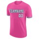 Custom Pink White-Light Blue Performance T-Shirt