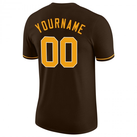 Custom Brown Gold-White Performance T-Shirt