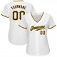 Custom White Black-Gold Authentic Baseball Jersey