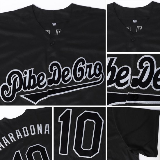 Custom Black Gray Strip White-Gray Authentic Baseball Jersey