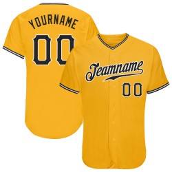 Custom Gold Black-White Authentic Baseball Jersey