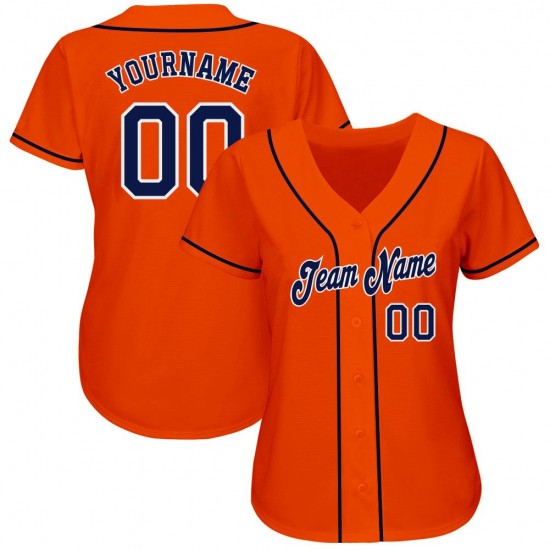 Custom Orange Navy-White Authentic Baseball Jersey