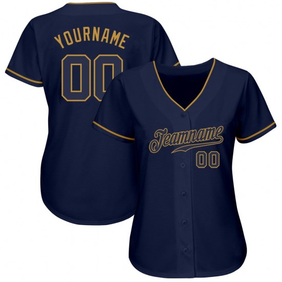 Custom Navy Navy-Old Gold Authentic Baseball Jersey