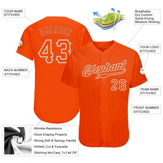 Custom Orange Orange-Gray Authentic Baseball Jersey