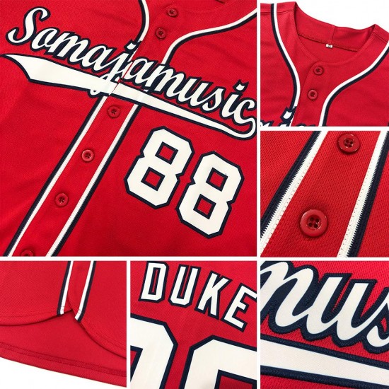 Custom Red White-Royal Authentic Baseball Jersey