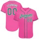 Custom Pink Kelly Green-White Authentic Baseball Jersey