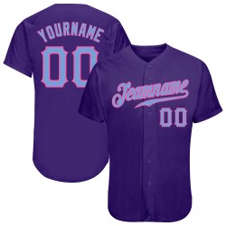 Custom Purple Light Blue-Pink Authentic Baseball Jersey