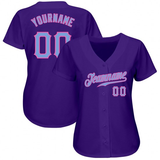 Custom Purple Light Blue-Pink Authentic Baseball Jersey