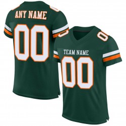 Custom Green White-Orange Mesh Authentic Football Jersey