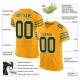 Custom Gold Green-White Mesh Authentic Football Jersey