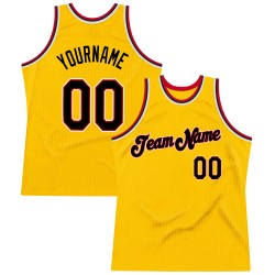 Custom Gold Black-Red Authentic Throwback Basketball Jersey