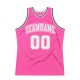 Custom Pink White-Black Authentic Throwback Basketball Jersey