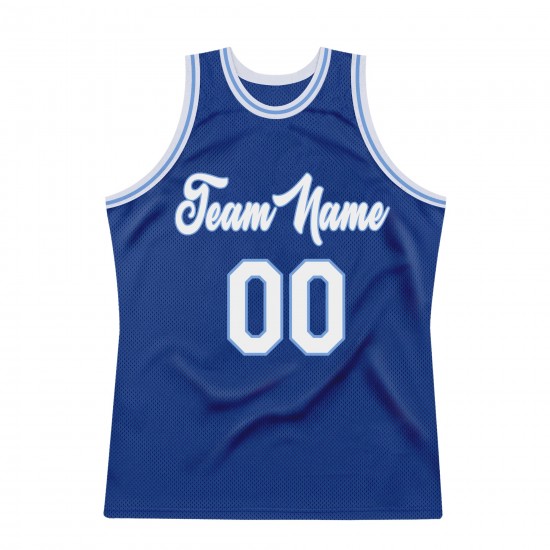 Custom Royal White-Light Blue Authentic Throwback Basketball Jersey