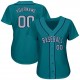 Custom Aqua Gray-Navy Authentic Baseball Jersey