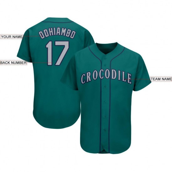 Custom Aqua Gray-Navy Baseball Jersey