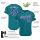 Custom Aqua White Strip Purple-White Authentic Baseball Jersey