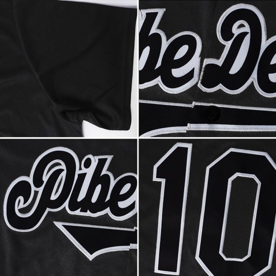 Custom Black White-Red Authentic Baseball Jersey