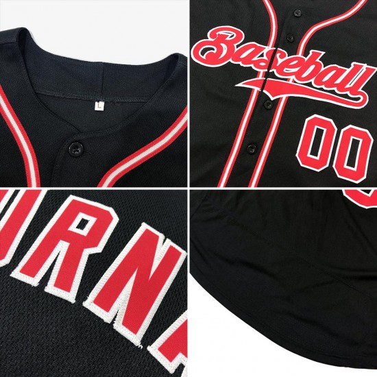 Custom Black Pink-White Authentic Baseball Jersey