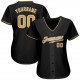 Custom Black Old Gold-White Authentic Baseball Jersey