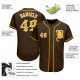 Custom Brown Gold-White Authentic Baseball Jersey