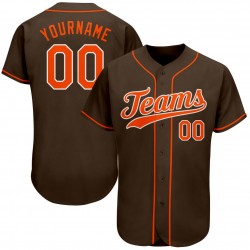 Custom Brown Orange-White Authentic Baseball Jersey