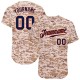 Custom Camo Navy-Orange Authentic Baseball Jersey