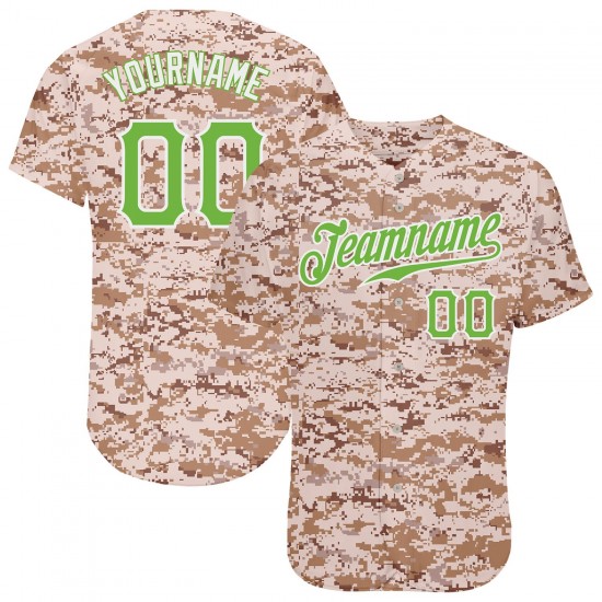 Custom Camo Neon Green-White Authentic Baseball Jersey