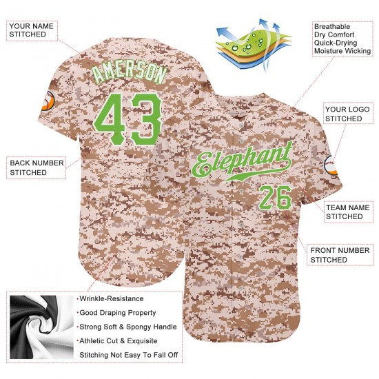 Custom Camo Neon Green-White Authentic Baseball Jersey