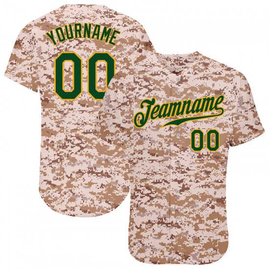 Custom Camo Green-Gold Authentic Baseball Jersey