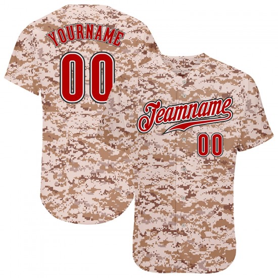 Custom Camo Red-Black Authentic Baseball Jersey