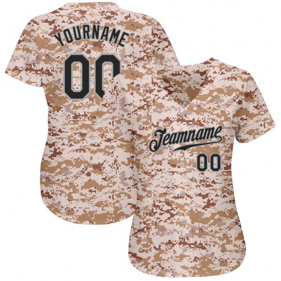 Custom Camo Black-Gray Authentic Baseball Jersey