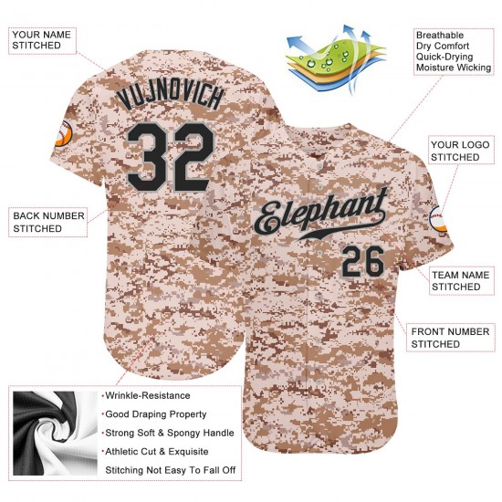 Custom Camo Black-Gray Authentic Baseball Jersey