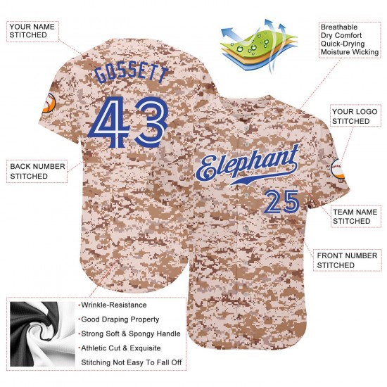 Custom Camo Royal-White Authentic Baseball Jersey