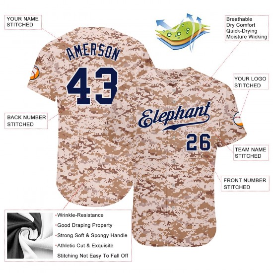 Custom Camo Navy-White Authentic Baseball Jersey