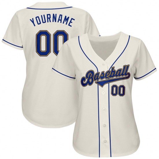 Custom Cream Royal-Gold Authentic Baseball Jersey