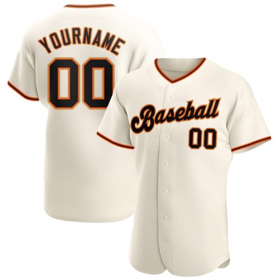 Custom Cream Black-Orange Authentic Baseball Jersey